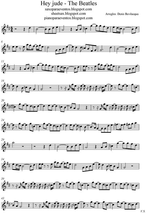 Hey Jude - The Beatles score and track (Sheet music free and playalong) | Free sheet music for sax Alto Sax Sheet Music, Tenor Saxophone Sheet Music, Recorder Sheet Music, Free Violin Sheet Music, Alto Saxophone Sheet Music, Piano Music Easy, Fiddle Music, Trumpet Sheet Music, Trumpet Music