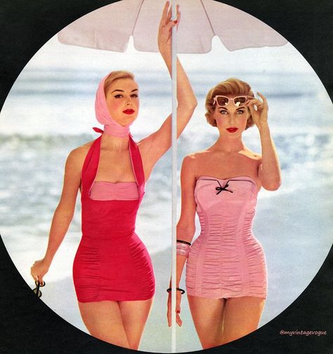 @myvintagevogue on Instagram: “Catalina Swimwear 1956 #summer #swimwear #vintage #1950s #pinupstyle #vintagefashion #vintagestyle #bathingsuit” Pink Beachwear, Catalina Swimwear, Vintage Beachwear, Vestidos Pin Up, Retro Swimwear, Vintage Bathing Suits, Vintage Swim, Seventeen Magazine, Vintage Swimsuit