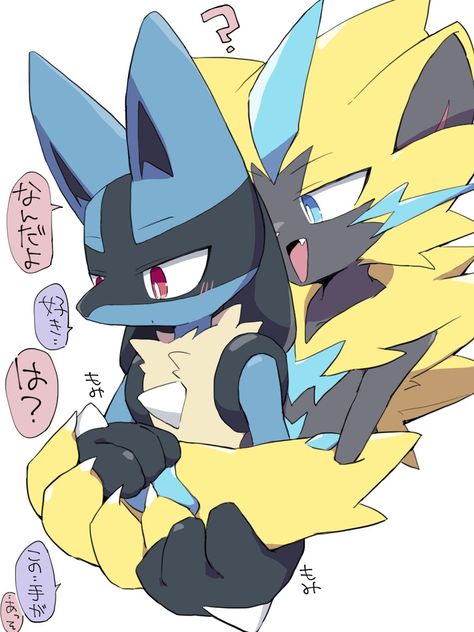 Zeraora x Lucario Lucario X Zeraora, Lucario Pfp, Zeraora Fanart, Pokemon Zeraora, Fanart Pokemon, Pokemon Stories, Make Your Own Story, Pokemon Memes, Pokemon Fan Art