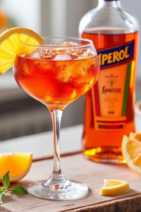 Discover the charm of the refreshing Aperol Spritz, a delightful cocktail that’s become a staple in Italian summer parties! Created in the Veneto region, this drink is a perfect blend of sweetness from Aperol, sparkling Prosecco, and a splash of soda water. With its deep orange color and unique bitter-sweet flavor, this cocktail will have you sipping in style. Perfect as a pre-dinner drink, the Aperol Spritz is an essential cocktail recipe to enjoy at gatherings, making it a must-try for all cocktail lovers looking for something unique and tasty. Cheers! Rickey Cocktail, Aperol Cocktails, Sunny Backyard, Gin Rickey, Dark N Stormy Cocktail, Gin And Soda, Aperol Spritz Recipe, Backyard Gathering, Iced Tea Cocktails