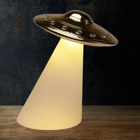 Fun Table Lamps, Cool Lamps Bedrooms, Space Age Interior Design, Bedroom Lamp Ideas, Fun Lamps, Funky Lamp, Led Light Bedroom, Space Lamp, Dusk Lighting