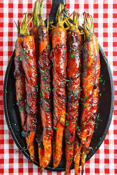 Maple Glazed Bacon Wrapped Roasted Carrots Roasted Glazed Carrots, Maple Glazed Bacon, Roasted Carrots Recipe, Cooked Carrots, Carrot Recipes, Bacon Recipes, Roasted Carrots, Bacon Wrapped, Veggie Dishes