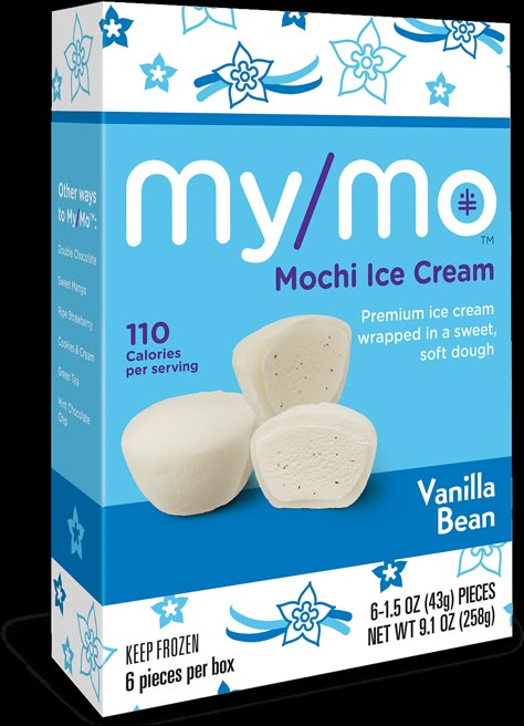 Vanilla Bean Mochi Ice Cream | My/Mo Mochi Ice Cream Ice Cream Calories, My Mochi, Homemade Squishies, Ice Cream Vanilla, Art Bio, Mochi Ice, Korean Grocery, Mochi Ice Cream, Premium Ice Cream