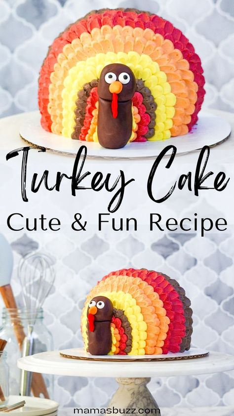 turkey cake Turkey Ice Cream Cake, Easy Turkey Cake, Simple Thanksgiving Cake Ideas, Cornucopia Cake Ideas, Cake Decorating Thanksgiving, Easy Thanksgiving Cakes Decorating, Turkey Birthday Cake, Mini Thanksgiving Cakes, Simple Fall Themed Cakes