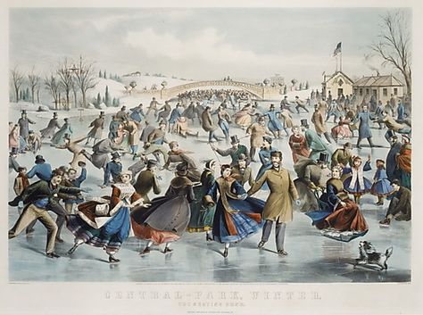 icy winter wonderland Currier And Ives Christmas, Courier And Ives, Central Park Winter, Park In New York, Currier And Ives, Antique Illustration, Framed Oil Painting, New York Public Library, Framed Tv