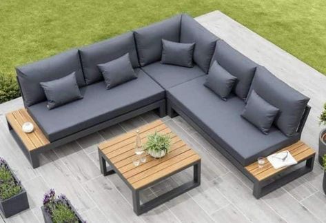 Corner Sofa Garden, Outdoor Corner Sofa, Soho Lounge, Sofa Area Externa, Metal Outdoor Furniture, Teak Side Table, Furniture Sofa Set, Corner Sofa Set, Garden Sofa Set