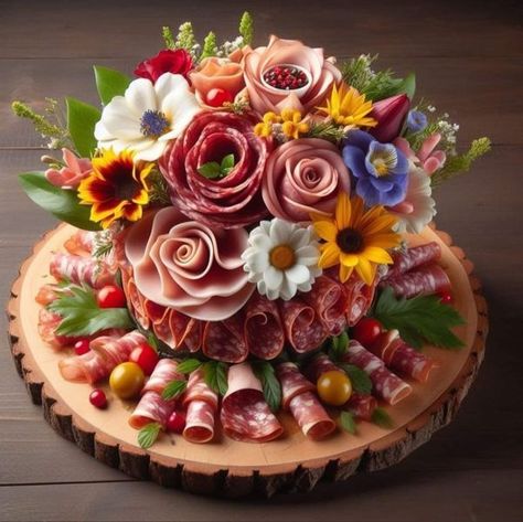 Charcuterie Cake Ideas, Charcuterie With Flowers, Derby Charcuterie Board, Bread Charcuterie Board Ideas, Pink Charcuterie Board Ideas, Flowers And Charcuterie, Charcuterie Board Flowers, Charcuterie Houses, Grazing Box Ideas