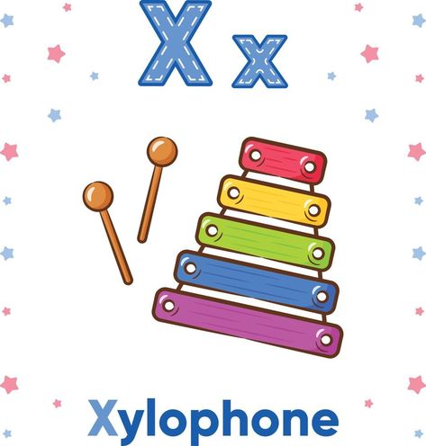 Alphabet flashcard letter X with cute xylophone drawing Xylophone Drawing, Vector Snowflake, Alphabet Activities Preschool, Letter X, Activities Preschool, Drawing Drawing, Toddler Learning Activities, Alphabet Activities, Toddler Learning