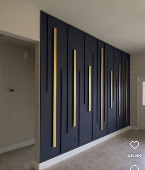 Gold Accent Wall, Accent Wall Design, Black Feature Wall, Black Accent Walls, Living Room Wall Color, House Wall Design, Accent Wall Designs, Wall Paneling Diy, Room Wall Colors