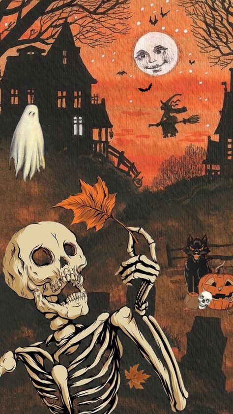 Helloween Wallpaper, Vintage Halloween Art, Halloween Wallpaper Iphone Backgrounds, Halloween Wallpaper Backgrounds, Halloween Wallpaper Cute, Cute Fall Wallpaper, Witchy Wallpaper, Halloween Artwork, Halloween Scene