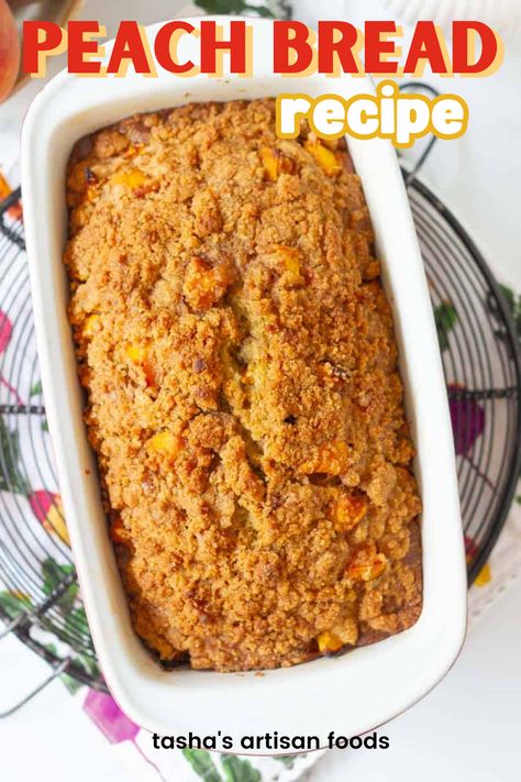 An image of peach bread made using fresh or canned peaches Peach Bread Recipe Easy, Peach Bread Recipe, Peach Quick Bread, Hawaiian Banana Bread, Peach Bread, No Rise Bread, Cranberry Bread, Pecan Cookies, Canned Peaches