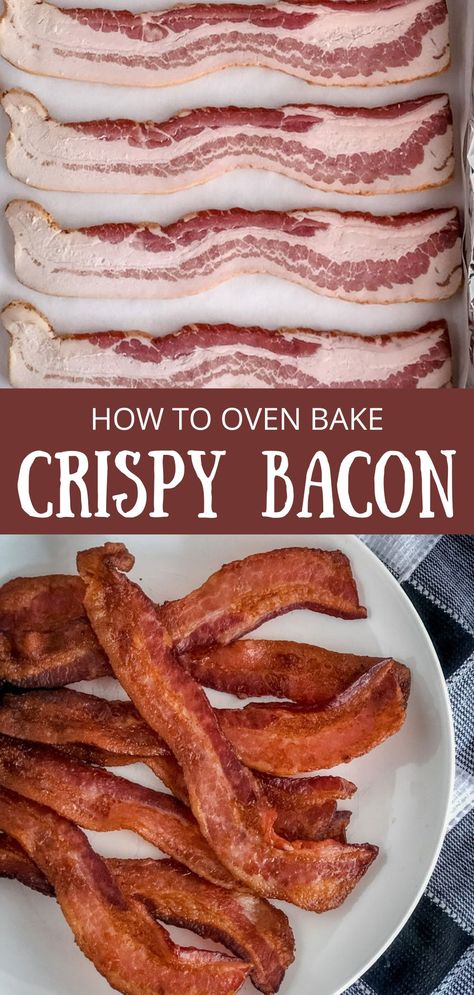 crispy bacon on a white plate Bacon Coated With Flour, Bacon Dipped In Flour, Best Way To Cook Bacon In The Oven, Oven Bacon Thick Cut, Oven Fried Bacon How To Make, Air Fry Bacon In Oven, Floured Bacon In Oven, Easiest Way To Cook Bacon, Thick Cut Bacon In Oven