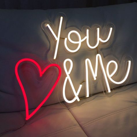 You and Me Neon Sign Me Neon Sign, Exhibition Signage, Ambiguous Quotes, Business Decoration, Neon Box, Commercial Signs, Business Signage, Wood Boards, Quick Quotes