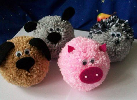 Pom Pom Ideas, Pompom Crafts, Yarn Crafts For Kids, Pom Pom Animals, Easy Yarn Crafts, Diy Pom Poms, Animal Art Projects, Pom Crafts, Pom Pom Crafts