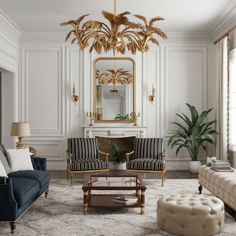 French Neoclassical House💖💖💖 Neoclassical Office, Neoclassical Fireplace, Haussmann Interior, French Art Deco Interior, Modern Neoclassical Interior, Neoclassical House, French Neoclassical, Condo Interior Design, Neoclassical Interior