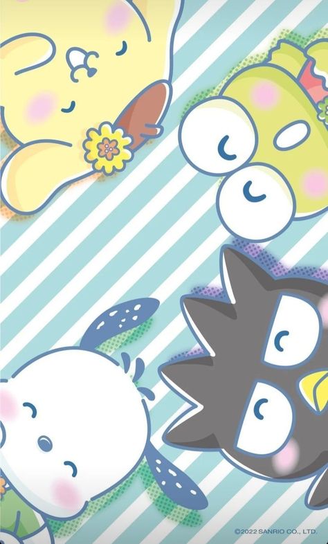 Sanrio Frog Wallpaper, Pompompurin Pochacco, Kawaii Penguin, Frog Wallpaper, Walpaper Hello Kitty, My Melody Wallpaper, Kitty Images, Badtz Maru, Hello Kitty Characters