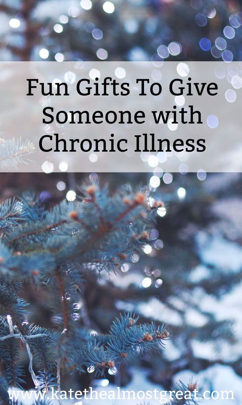 Text reads: Fun gifts to give someone with a chronic illness (end text). best gifts for someone with chronic pain, holiday gift ideas, ideas for holiday gifts, chronic illness gifts, chronic illness gift guide Gifts For Terminally Ill People, Illness Humor, Preparing For Christmas, Prepare For Christmas, Health Gifts, Funny Note, Life Tools, Serious Illness, Terminal Illness