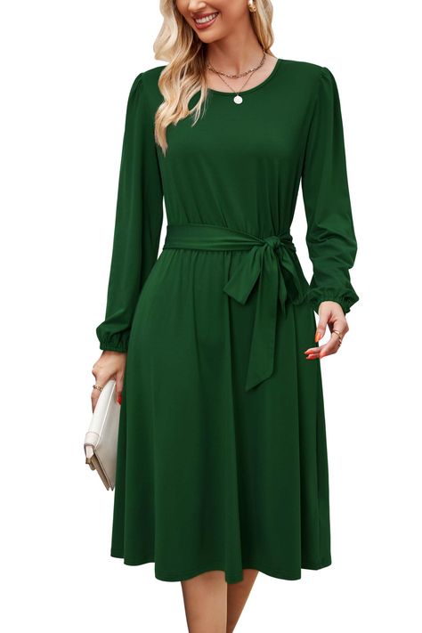 PRICES MAY VARY. FALL DRESSES FOR WOMEN 2024: Long sleeve dress for women adopts soft, stretchy and lightweight fabric, comfortable to wear all day. WEDDING GUEST DRESSES FOR WOMEN FALL: Long sleeve dress/ women's casual dresses/ dress with pockets/ flowy dresses for women/ elastic waist/ crew neck/ a line dresses for women/ tie waist dres/ long sleeve midi dress/ midi dresses for women/ modest dresses for women/ homecoming dresses/ belted dress/ fall wedding guest dresses/ winter dress/ spring A Line Dresses For Women, Winter Dresses For Work, Wedding Guest Dresses For Women, Fall Dresses For Women, Long Sleeve Dress Casual, Sleeve Dress Casual, Long Sleeve Dresses Fall, Modest Dresses For Women, Womens Winter Dresses