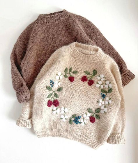 This Alpaca sweater and baby pants and hat are made to order within 13-15 days.  I will embroider your child's name on the sweater. Write it in the section Add Personalization. This Custom berries flower sweater is a great Baby Birthday Gift for Girls. The advantage of this baby coat is that it will grow with your child thanks to the loose fit and cuffs. Comfortable, soft wool mixture baby sweater is very warm and gentle. The sweater is made without seams, so it is absolutely soft for your baby's body. All works are made personally by me, in non-smoking area. I also don't have any Pets. Care instructions: - For a longer use, I recommend hand washing in cool water & laying flat to dry. Materials to order: 65% alpaca 7% merino wool 28% polyamide If you have any questions please do not hesita Knit Sweater Baby, Flower Embroidery Sweater, Kids Knitted Sweaters, Hand Embroidery Sweater, Baby Knitted Clothes, Berry Sweater, Sweater With Name, Baby Knit Sweater, Sweater Flowers