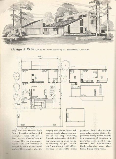 Vintage Floorplans, Modernism Architecture, Mid Century House Plans, Vintage Floor Plans, Mid Century Modern House Plans, Vintage Homes, Modern Floor Plans, Mcm House, Vintage House Plans