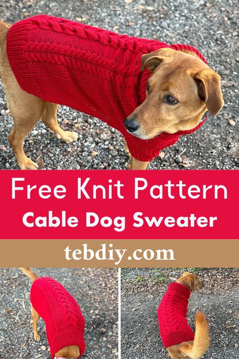 Knit Dog Sweater Free Patterns Crochet Cable Dog Sweater Pattern, Easy Knitted Dog Sweaters Free Pattern, Easy Dog Sweater Knitting Pattern, Knit Large Dog Sweater Pattern Free Easy, Crochet Dog Sweater Free Pattern Medium, Dog Jumper Knitting Pattern, Doggie Sweaters, Big Dog Sweaters, Knitting Patterns For Dogs