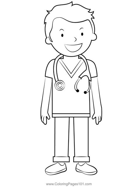 Doctor Boy Coloring Page Doctor Black And White, Drawing Doctor, Nurse Coloring Pages Free Printable, Doctor Printable, How To Draw A Doctor, Doctor Coloring Pages Free Printable, Doctor Coloring Pages, Nurse Coloring Pages, Doctor Clipart