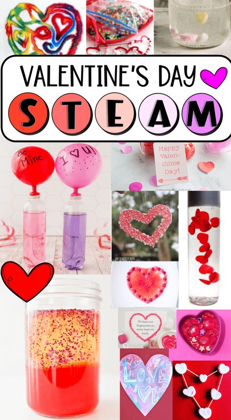 37 Valentines Day STEM Activities and STEAM Activities for Kids Valentine's Stem Activity For Kids, Valentine Educational Activities, Valentines Activity Kindergarten, Valentine’s Day Science Activities, Valentine Science Experiments For Kids, Valentines Steam Activities For Kids, Valentines Day Stem Activities Preschool, Valentine Building Activity, Valentines Day Science For Kids