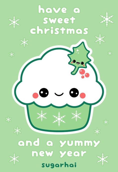 KAWAII CHRISTMAS CUPCAKE Wallpaper Gif Cute, Kawaii Christmas Drawings, Christmas Wallpaper Gif, Kawaii New Year, Kawaii Snowflake, Have A Sweet Christmas, Christmas Animated Gif, Gif Cute, Christmas Kawaii