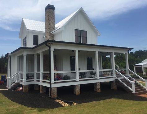 I was about to start screening my back porch but decided to redo the rails first. Got started this morning. 4x4 galvanized goat panels.… Pier And Beam House, Beam House, Outside Paint, Architecture Plan, Back Porch, Southern Living, Plan Design, This Morning, Modern Farmhouse