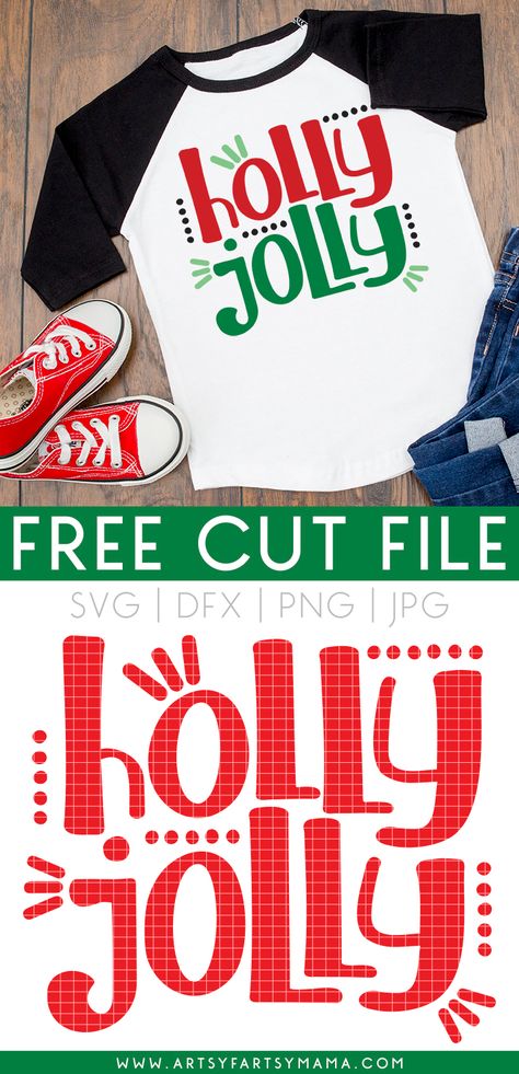 Free "Holly Jolly" SVG Cut File #freesvg #freecutfile #svg #cutfile #christmassvg #christmascrafts #christmasfashion #diyshirts #diyshirt #christmasshirt #hollyjolly #diychristmas #HTV #HTVcrafts #heattransferwarehouse #christmas Merry And Bright Svg Free, Christmas Htv Shirt Ideas, Free Svg Files For Cricut Christmas Shirts, Circuit Christmas Ideas, Merry Christmas Svg Free, Christmas Shirt Svg Free, Christmas Shirts Svg, Christmas Shirts Vinyl, Shirt Svgs