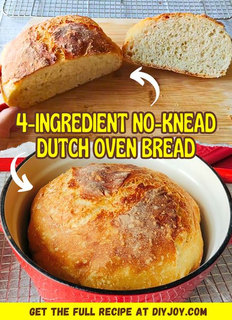 4 Ingredient Bread Recipe Dutch Ovens, Bread In The Dutch Oven, Making Bread In Dutch Oven, No Knead Bread Dutch Oven 2 Hour, No-oven Stovetop Bread Recipe, No Oven Stovetop Bread, Dutch Oven Bread Recipes Quick, Dutch Oven Bread Recipes, 4 Ingredient Bread Recipe