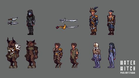 ArtStation - Blades of Deceron Factions - Other factions units Witch Rpg, Fantasy Pixel Art, Water Witch, Indie Game, Rpg Characters, Indie Games, Art Portfolio, Pixel Art, Character Art