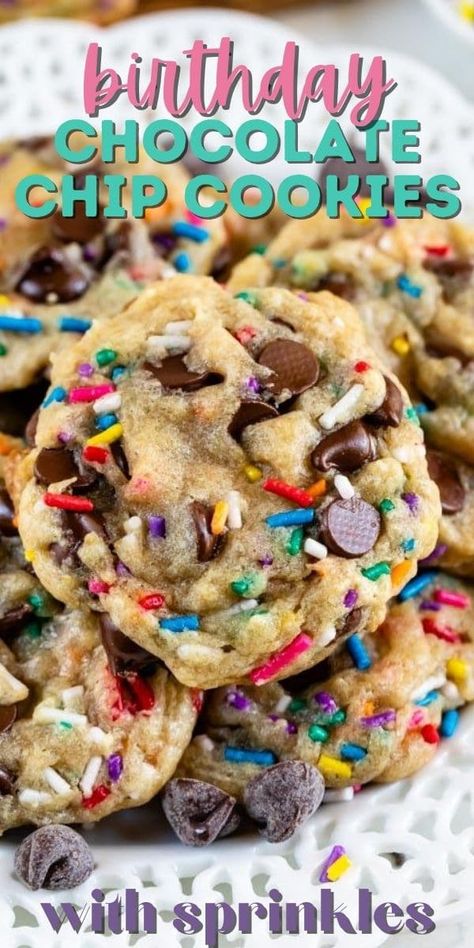 Birthday Chocolate Chip Cookies, Chocolate Cookies With Sprinkles, Chocolate Chip Cookies With Sprinkles, Cookies Recipes Chocolate, Fitness Training Women, Cookies With Sprinkles, Chocolate Chip Cookie Recipes, Birthday Cake Cookies, Best Cook