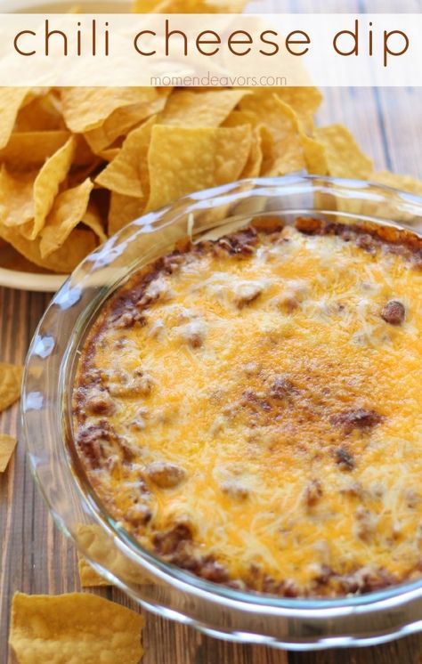 Football Tailgate: Chili Cheese Dip - Mom Endeavors Super Bowl Dips, Chili Cheese Dip, Cheese Dips, Chili Cheese Dips, Chili Dip, Football Party Food, Easy Dips, Party Dips, Snack Dip