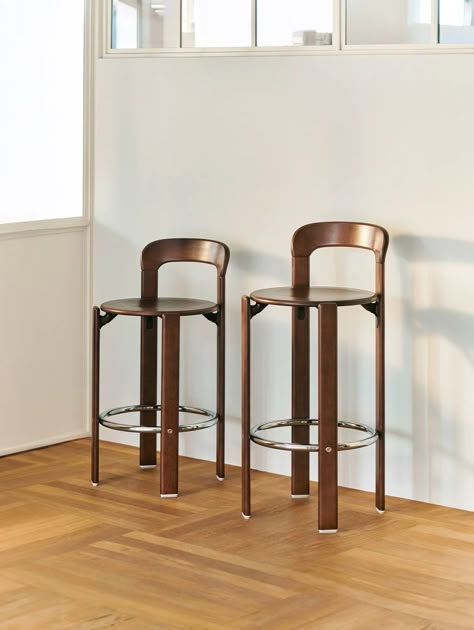 Based on the original Rey Collection designed by Swiss designer Bruno Rey in 1971, HAY has teamed up with Dietiker to relaunch the Rey Bar Stool. Featuring Dietiker’s unique 'screwless' wood-to-metal connection, the iconic barstool has an uncluttered silhouette with tall elegant legs which are softened by the distincti Hay Bar Stool, Copenhagen Furniture, Bird Tables, Tall Chairs, Vintage Bar Stools, Iconic Chairs, Outdoor Side Tables, Lighting Gifts, Stationery Storage