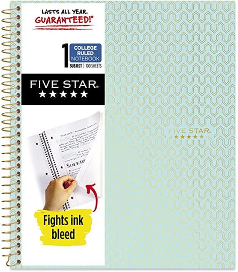 Five Star Notebook, College Ruled Paper, Back To School List, College Necessities, Green School, School List, Cool School Supplies, Ruled Paper, Ruled Notebook