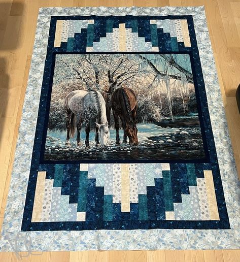 Wildlife Quilts, Western Quilts, Panel Quilt Patterns, Horse Quilt, Fabric Panel Quilts, Photo Quilts, Mountain Quilts, Farm Quilt, Quilting Designs Patterns