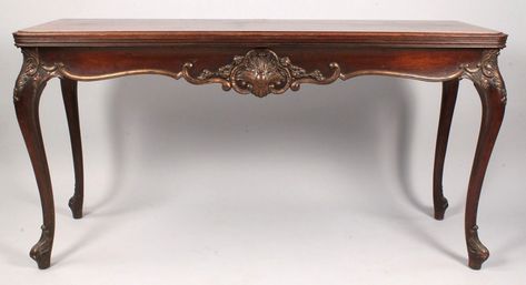 Lot 335: Louis XV Style Console Table, converts to dining table Dining Table For Four, Table For Four, Carving Furniture, Style Console Table, Wood Carving Furniture, Concealed Storage, Carved Furniture, Grill Design, Diy Wood Projects Furniture