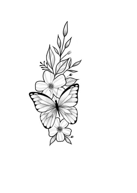 Thumb Butterfly Tattoo, Flowers And Butterfly Drawing, Small Flower And Butterfly Tattoo, Butterfly On Flower Tattoo, Pottery Stencils, Butterfly Tattoo Simple, Shoulder Cover Up Tattoos, Flower And Butterfly Tattoo, Butterfly And Flower Tattoo