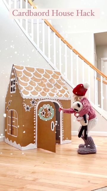 Cardboard Houses For Kids, Christmas Baby Birthday, Christmas Shop Displays, Man Home Decor, Cardboard Gingerbread House, Ginger Bread House Diy, White Sharpie, Diy Gingerbread, Gingerbread Party