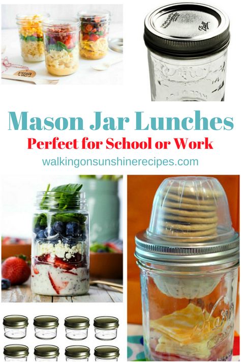 Mason Jar Lunch Recipes perfect for school or work! #masonjarrecipe #masonjar #backtoschool Ramen Jars Work Lunches, Mason Jar Lunch Ideas Not Salad, Pre Made Lunches For Work, Jar Lunch Ideas, Mason Jar Breakfast Recipes, Recipes For School, Mason Jar Recipes, Mason Jar Soup, Mason Jar Meal Prep