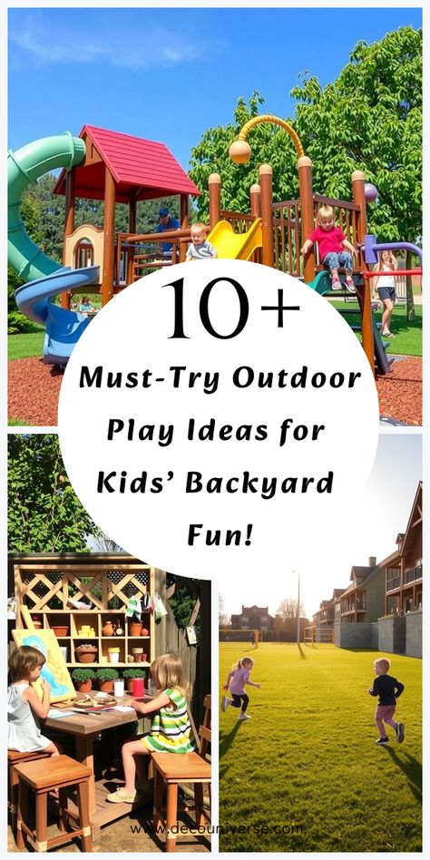 From tree swings to playhouses, explore these 12 outdoor play ideas to create a space that’s as exciting as it is safe for kids! Kids Play Area Ideas, Outdoor Play Area Ideas, Outdoor Kids Play Area, Play Area Ideas, Kids Yard, Kids Play Spaces, Outdoor Play Spaces, Play Area Backyard, Outdoor Play Areas