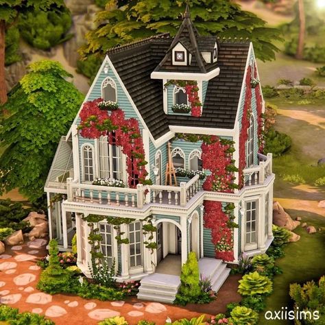 House Plans Sims 4, Victorian Sims 4, Sims 4 Victorian House, Lotes The Sims 4, Sims Freeplay Houses, Sims 4 House Building, Sims 4 House Plans, Sims 4 House Design, Casas The Sims 4