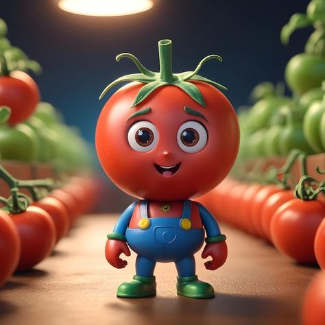 Tomato Character, Tomato Cartoon, Tomato Drawing, Create Character, 2d Character Animation, Vegetable Cartoon, Fruit Cartoon, Funny Fruit, Funny Cartoons Jokes