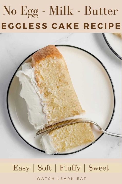 Easy Vanilla Eggless Sponge Cake that has no milk no eggs no butter Eggless Sponge Cake Recipe, One Egg Cake, Eggless Sponge Cake, Egg Free Cakes, No Egg Desserts, Sponge Cake Recipe, Vegan Holiday Recipes, Dairy Free Cake, Eggless Cake Recipe