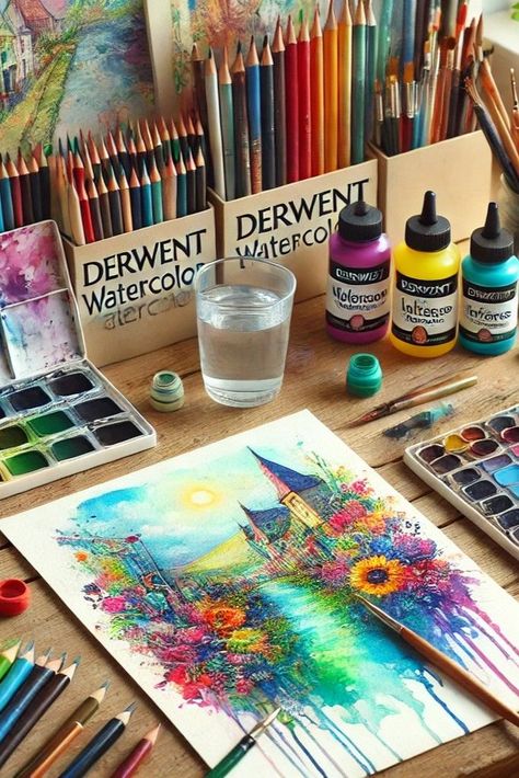 Artistic workspace showcasing Derwent Watercolor and Inktense pencils with vibrant artwork highlighting the differences for Derwent Watercolor vs Inktense. Derwent Inktense Art, Laura Heine, Inktense Pencils, Types Of Pencils, Derwent Inktense, Art Supply, December 2024, Watercolor Pencils, Colorful Birds