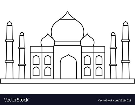 Taj Mahal Vector, Taj Mahal Sketch, Taj Mahal Drawing, Taj Mahal Art, Ponytail Drawing, Beautiful Pencil Sketches, Islamic Kids Activities, Geometric Origami, Montessori Art