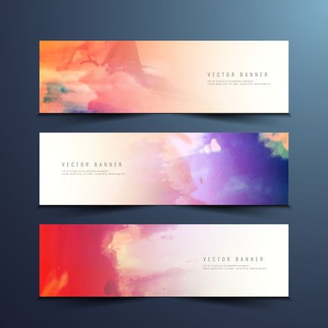 Abstract colorful watercolor banners Fre... | Free Vector #Freepik #freevector #watercolor-stain #header-banner #color-banner #water-paint Artist Banner Design, Cool Banners, Banner Design Ideas, Watercolor Banner, Colorful Banner, Logos Retro, Wave Background, Linkedin Banner, Banner Design Inspiration