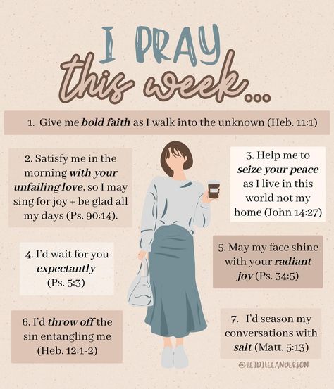 Drop an AMEN.🙌 Which part stands out most to you?👇 What better way to start the week than echo God’s own words + align our hearts with His?🙏 ➡️ Like + share to encourage your friends! #christianposts #christianity #christianliving #prayerworks #prayer #prayermovesmountains #pray #praywaittrust #trustintheLord #illustratedfaith #verseoftheday #bibleverse #christianwomen #Jesusgirl What Is Prayer, Christian Music Playlist, Godly Encouragement, Prayer Journal Template, Bible Journaling For Beginners, Prayer For Love, Spirit Lead Me, Bible Study Help, Bible Journal Notes