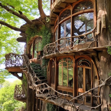 Adult Treehouse, Fantasy Treehouse, Treehouse Ideas, Unusual Houses, Fairy Life, Luxury Tree Houses, Supernatural Aesthetic, Beautiful Tree Houses, Treehouse Masters